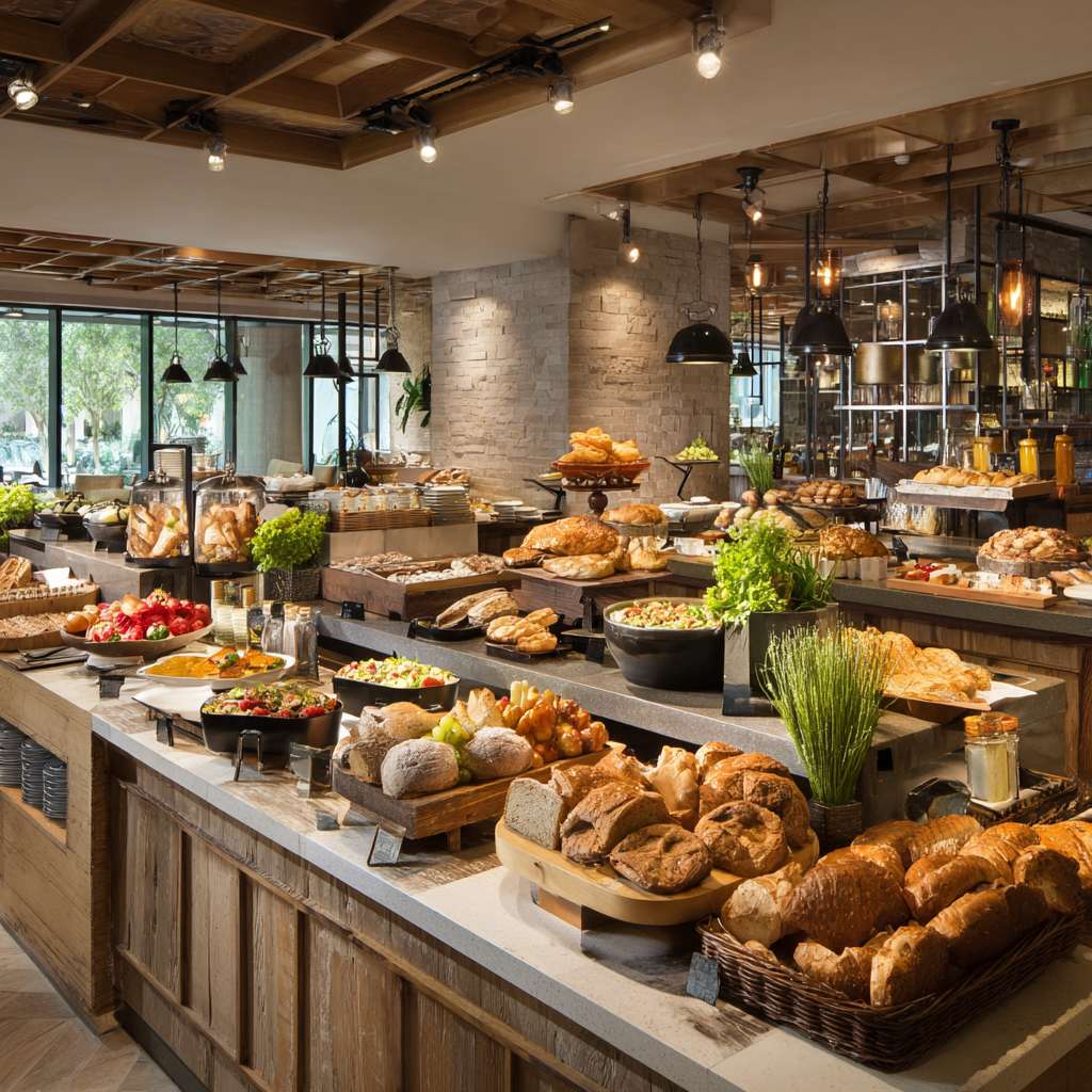 酒店早餐高清图片 --ar 1:1 --v 7 --stylize 100 --fast --no 水印