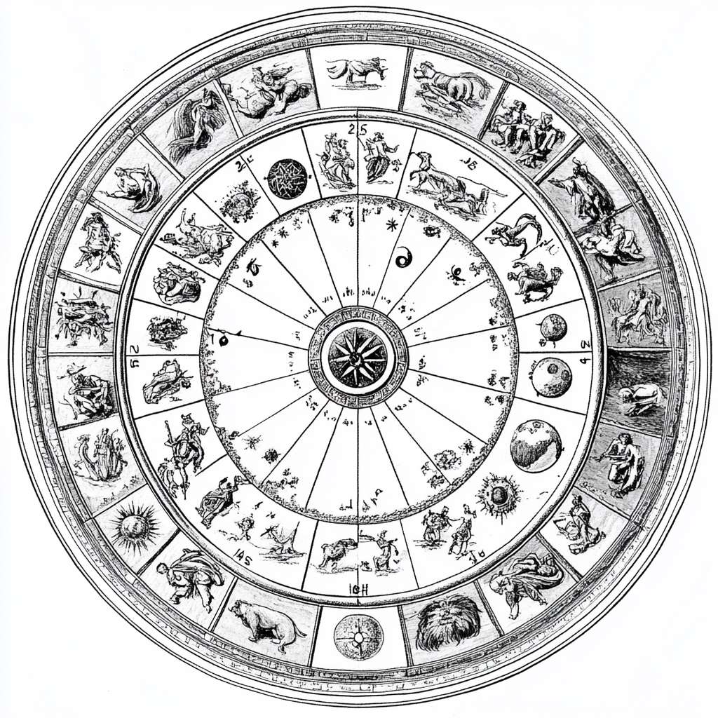 线稿图，不需要颜色，2025年整年的日历，需要有一个2025年生肖 --ar 1:1 --v 6.1 --stylize 100 --fast