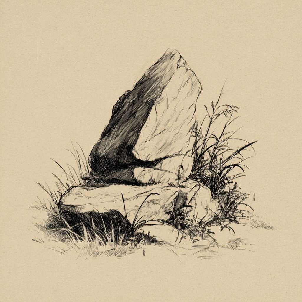 生成手绘风石头，要求自然生成的石头，很小，不是很高，有颜色，没有背景，是很普通的石头，手绘风，俯视视角，简约风，线条较粗 --ar 1:1 --v 7 --stylize 100 --fast --no 水印