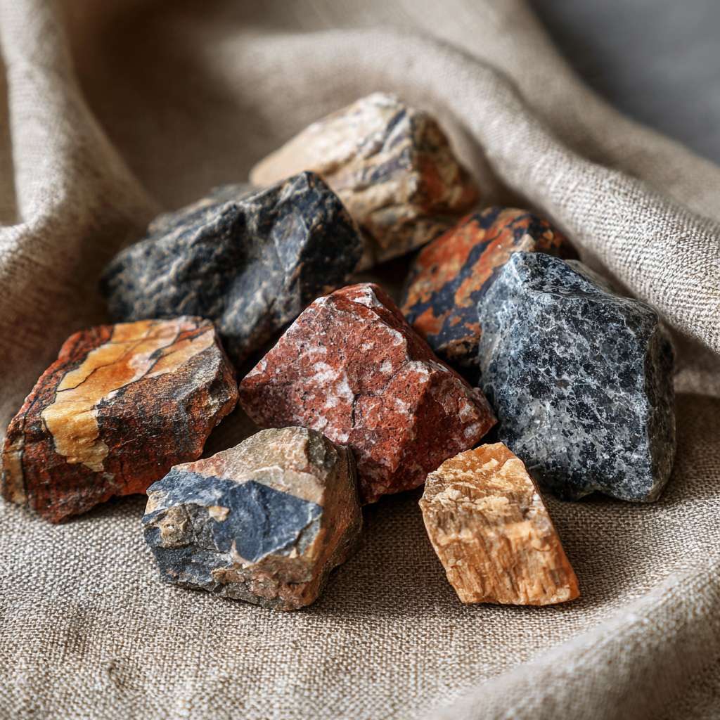 生成手绘风石头，要求是小石头，有颜色，没有背景，是很普通的石头，手绘简约风，俯视视角，风线条较粗 --ar 1:1 --v 7 --stylize 100 --fast --no 水印