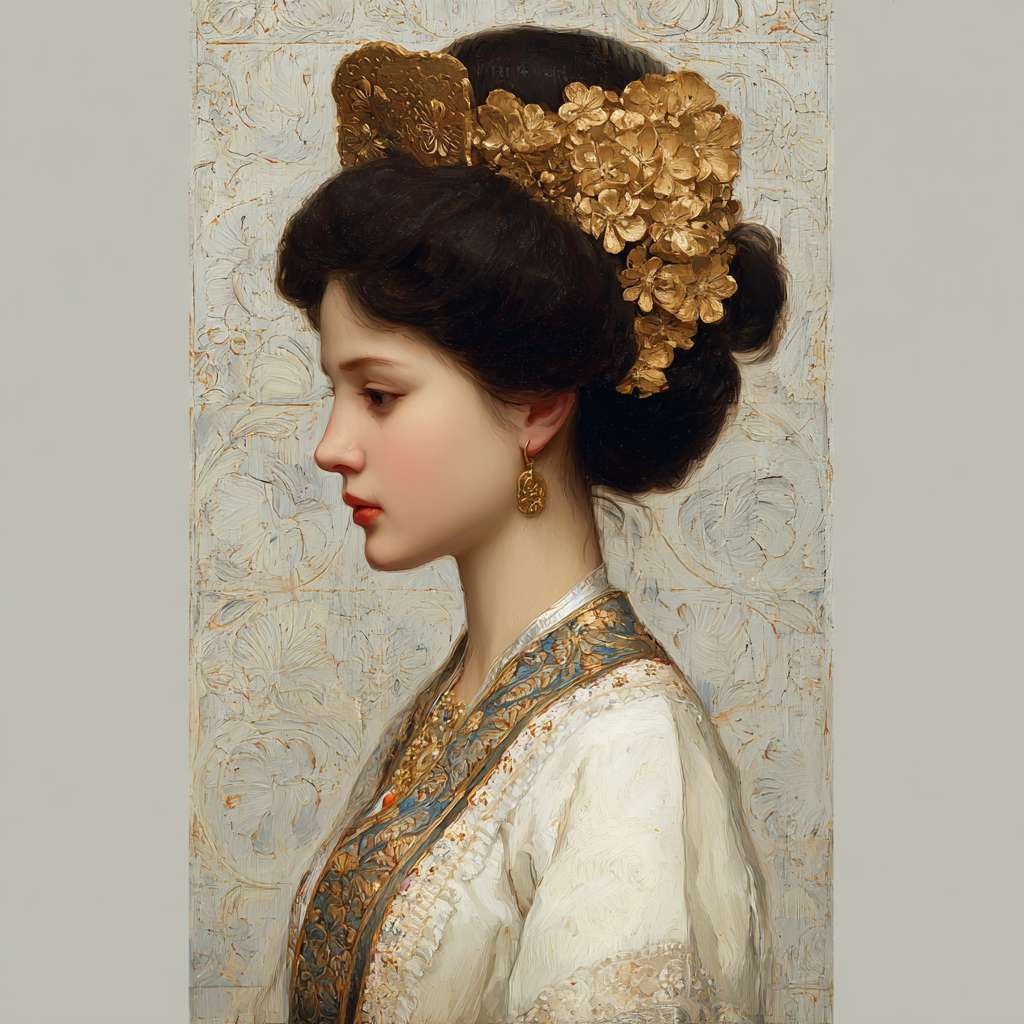 凤冠霞披，古装发髻，白色内衣女生 --ar 1:1 --v 7 --stylize 100 --fast --no 水印