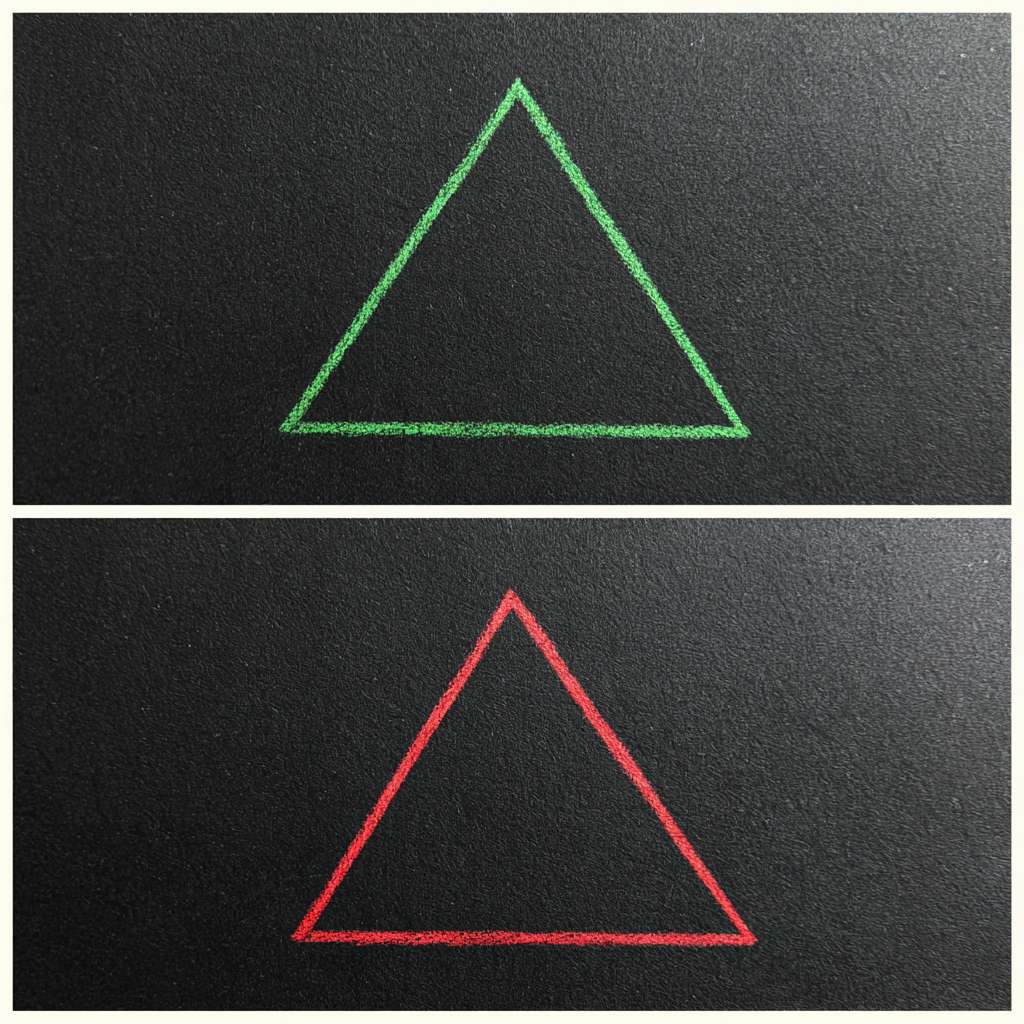 两个独立等腰三角形在下面，一个独立等腰三角形在上面，组成一个新的等腰三角形 --ar 1:1 --v 7 --stylize 100 --fast --no 水印