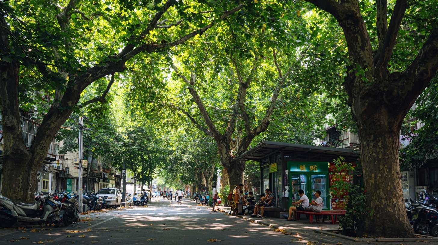 小区内的绿荫、市民在树下休憩。 --ar 16:9 --v 7 --stylize 100 --fast --no 水印