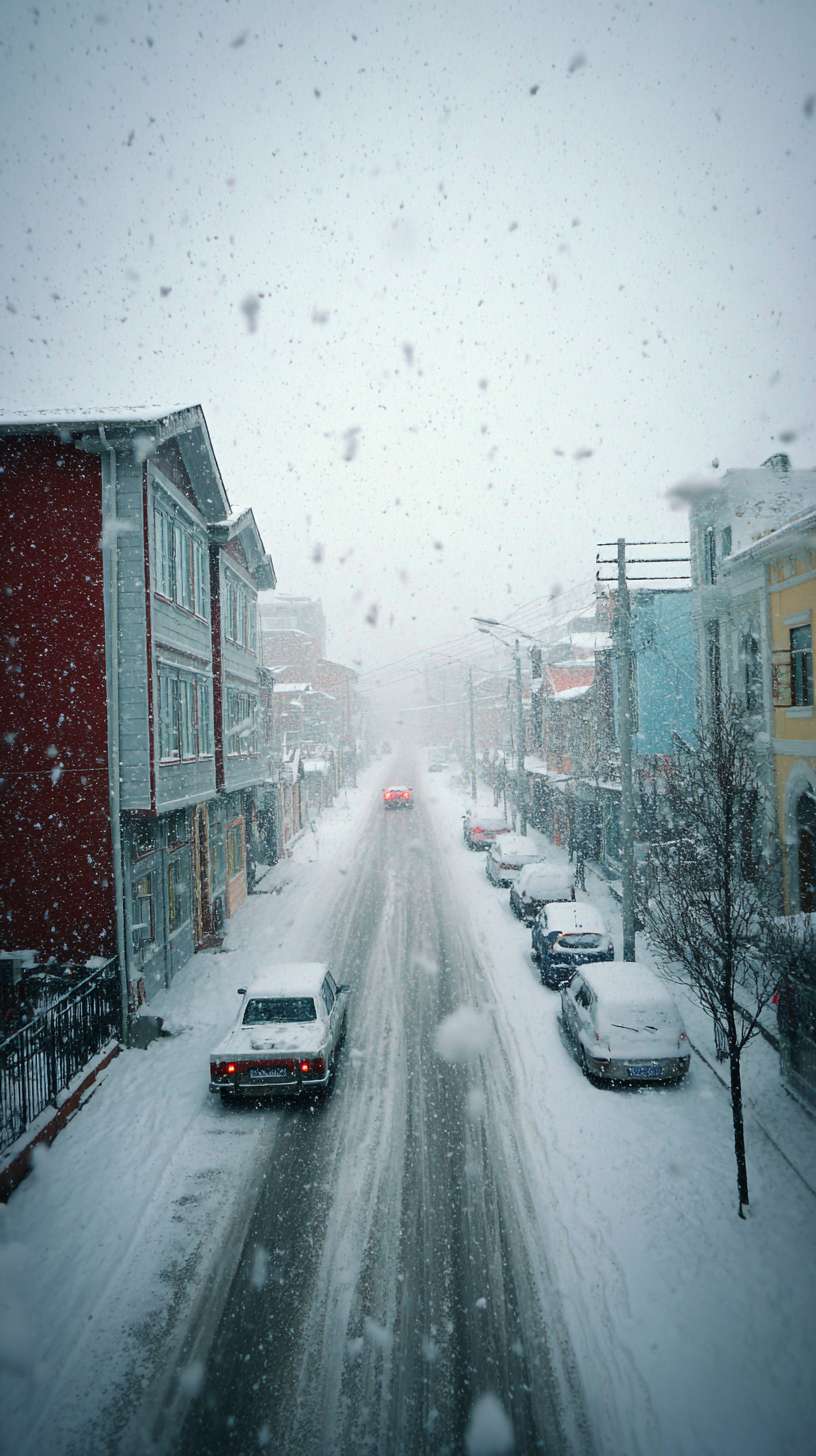 大雪封路的景象 --ar 9:16 --v 7 --stylize 100 --fast --no 水印