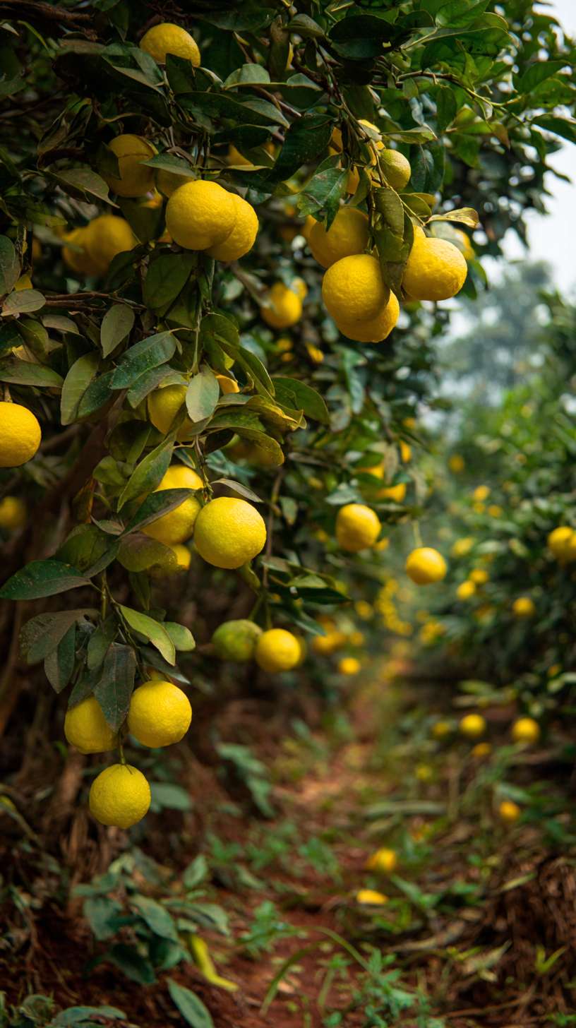 云南水果园里一眼望去都是硕果累累 --ar 9:16 --v 7 --stylize 100 --fast --no 水印