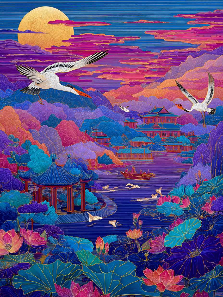 中秋节海报背景图 --ar 3:4 --v 7 --stylize 100 --fast --no 水印