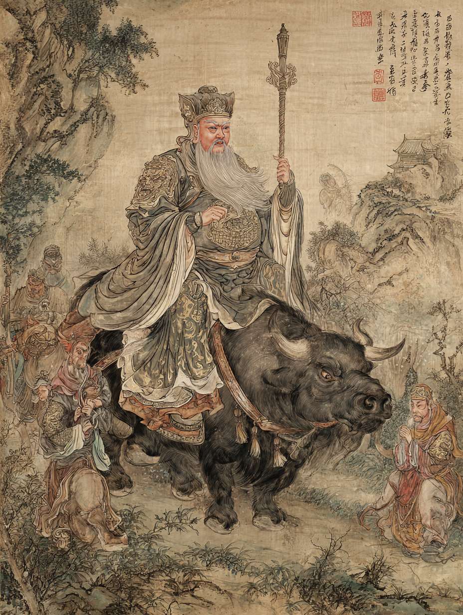 画一个秦始皇  国风 水墨风 --ar 3:4 --v 7 --stylize 100 --fast --no 水印