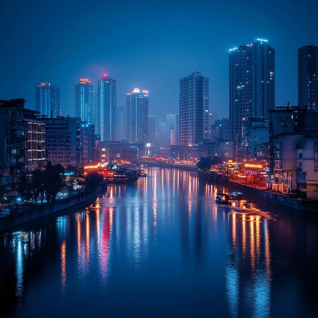 株洲城市夜景、 --ar 1:1 --v 6.1 --stylize 100 --fast