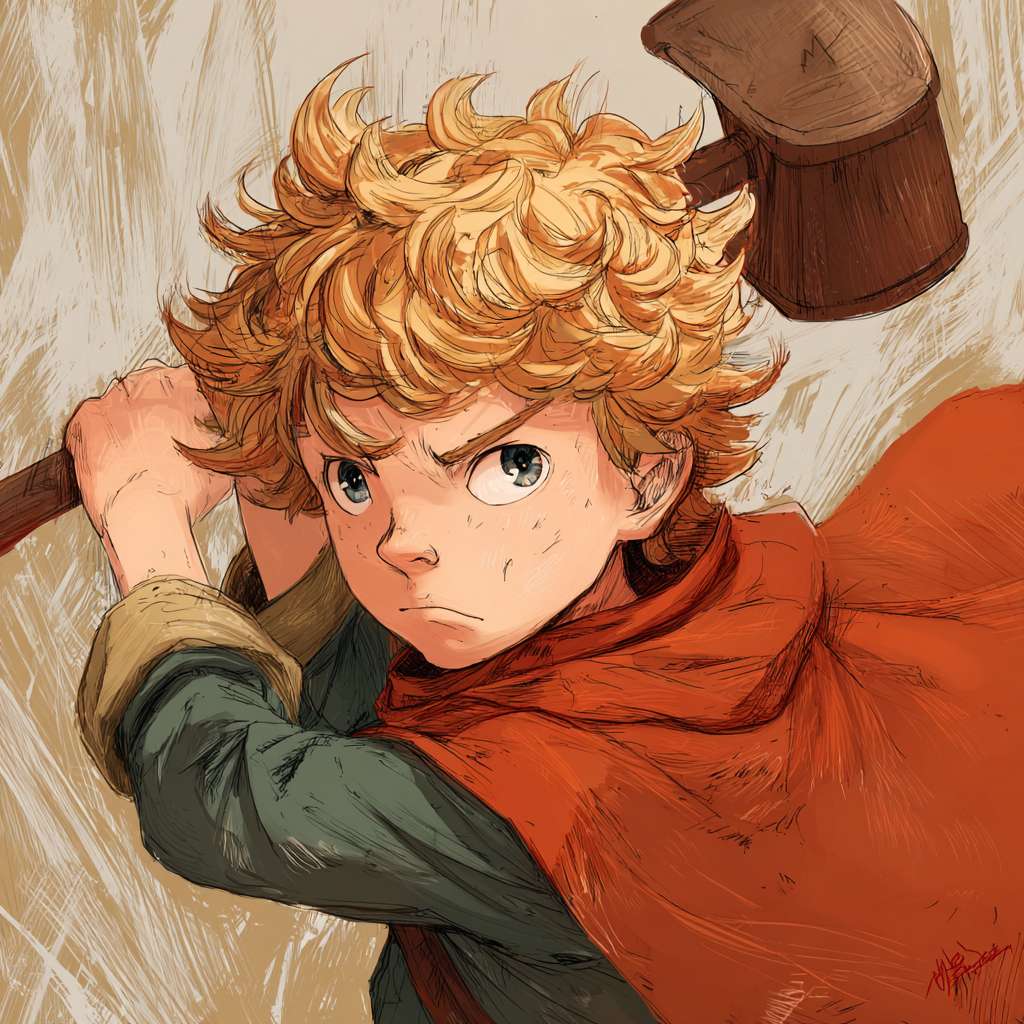 动漫挥刀少年 --ar 1:1 --v 7 --stylize 100 --fast --no 水印