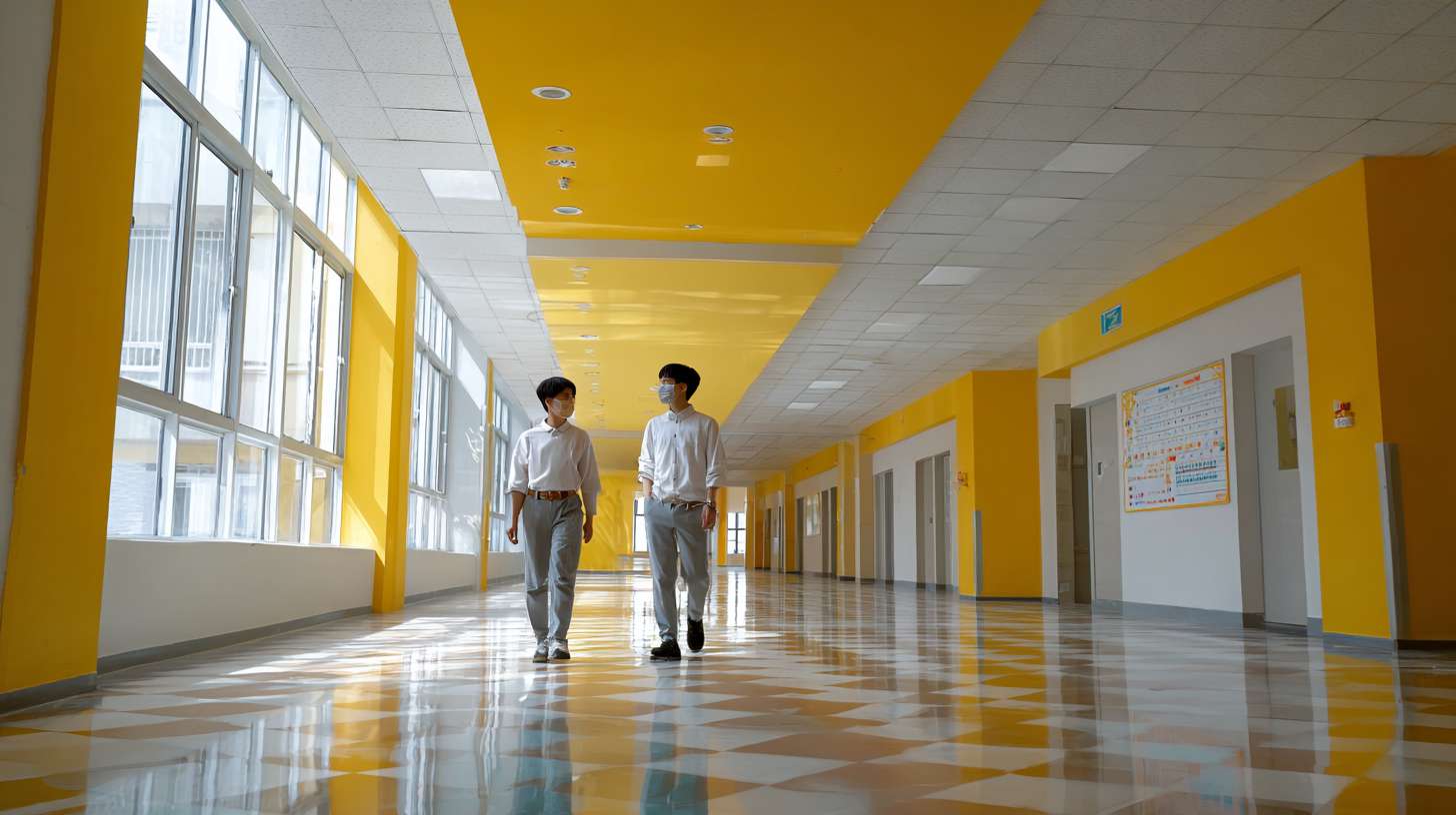 学校的走廊里，一个老师跟学生在聊天 --ar 16:9 --v 7 --stylize 100 --fast --no 水印