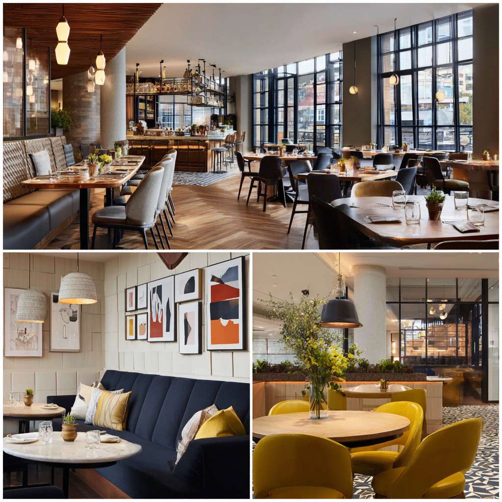 帮我做五张真实酒店餐厅早餐宣传实拍照片 --ar 1:1 --v 7 --stylize 100 --fast --no 水印