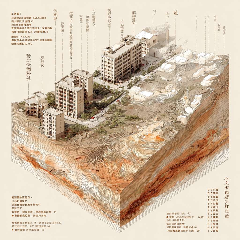 【人类态地图・分层细节设计】
(以 Figma 分层为例,每层可单独编辑,确保细节不杂乱)
图层名称 核心内容(超细节标注) 视觉设计要点
1. 地形底图层 - 等高线标注(北山区海拔 200-300m,南河深度 2-5m)
- 土壤纹理(城区硬化地 / 郊区农田)
- 植被分布(古宅后的老槐树、中学操场的梧桐树) 暖色调(米白 / 浅棕),写实纹理,边缘柔和
2. 建筑道路层 - 住宅:梧桐小区(12 栋 6 层楼,标注 3 栋有老人的 “敏感住户”)、老旧公寓(苏行住 302 室,窗户朝车祸路口)
- 公共建筑:中心医院(标注急诊楼 / 停尸间位置)、中学(标注体育馆 “临时避难所”)、火车站(标注事故前的 2 条铁轨编号)
- 道路:标注车道数、斑马线、监控摄像头位置(规界者安装) 建筑用简洁线稿,关键建筑加阴影突出,道路用灰色渐变
3. 势力据点层 - 镇界者古宅:标注 “界控核心室”(地下室 B1)、“能量传导塔”(阁楼)、周围 3 个 “领域稳定器”(伪装成路灯)
- 规界者办公楼:标注 “记忆编辑室”(3 楼)、“信号器控制室”(1 楼)、地下车库的 “秘密通道”(连通古宅)
- 不死者据点:苏行暂住地(302 室藏有 “锚点探测笔记”)、火灾废墟旁的 “safe house”(有 2 名其他不死者常驻) 用专属符号 + 彩色边框:镇界者(金色)、规界者(银色)、不死者(暗紫色)
4. 锚点 & 规则层 - 空间锚点:每个锚点标注 “死亡事件详情”(如车祸路口:2024.3.15 货运火车 K237 与客运火车 G104 相撞,死亡 47 人)、“锚点能量等级”(1-5 级,火车站遗址为 5 级)
- 记忆屏蔽区:用半透明蓝色覆盖(商业街 / 医院为 “高强度屏蔽”,郊区为 “低强度屏蔽”) 锚点用红色闪烁效果(可在 Figma 加简单动画),屏蔽区用渐变透明度
5. 备注层 - 标注 “人类日常动线”(如上班族早高峰路线、学生上下学路径)
- 标注 “规界者巡逻路线”(每 2 小时一班,覆盖锚点周边) 用虚线标注动线,颜色区分(人类:灰色,规界者:银色) --ar 1:1 --v 7 --stylize 100 --fast --no 水印