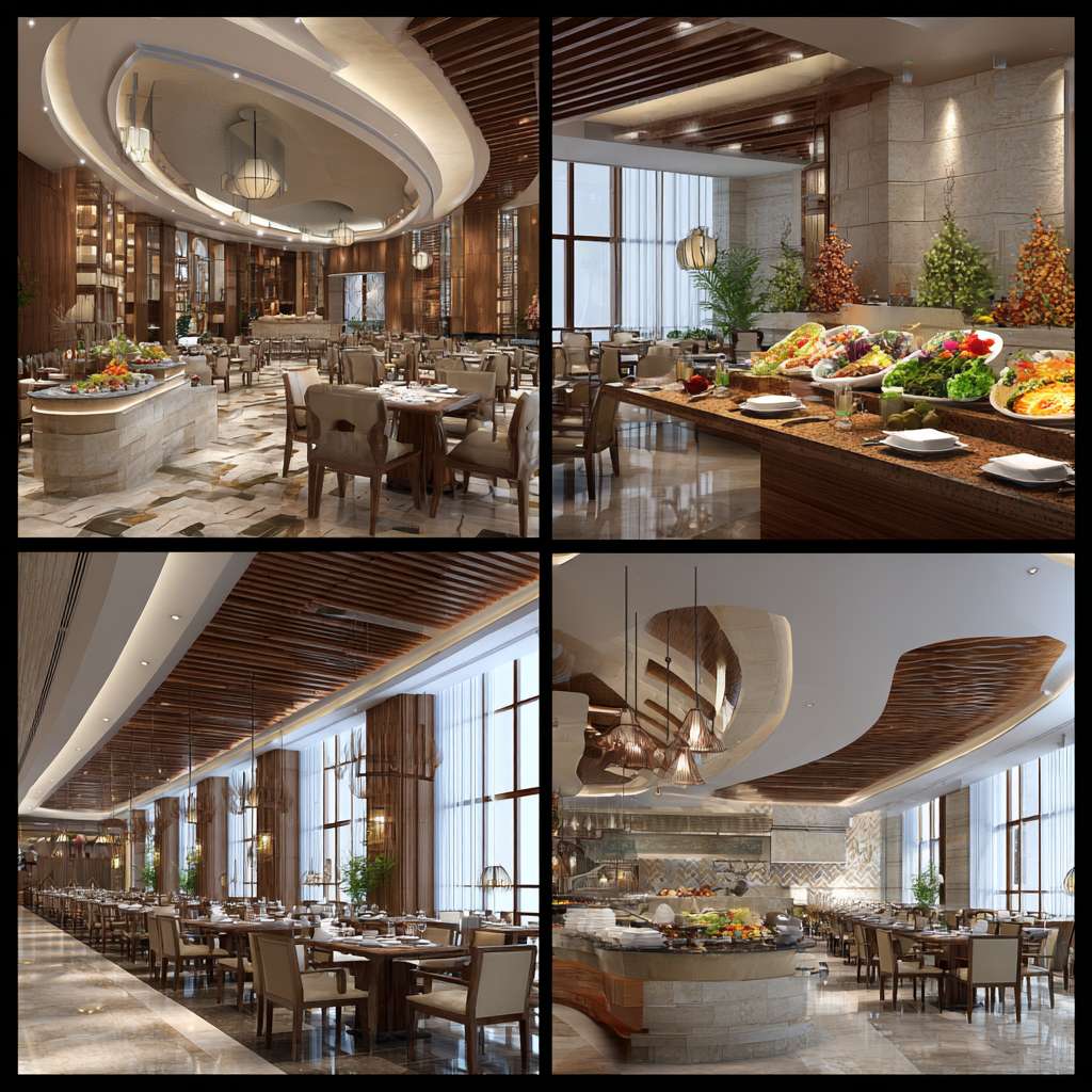 帮我做五张真实华住会酒店餐厅早餐宣传实拍照片 --ar 1:1 --v 7 --stylize 100 --fast --no 水印