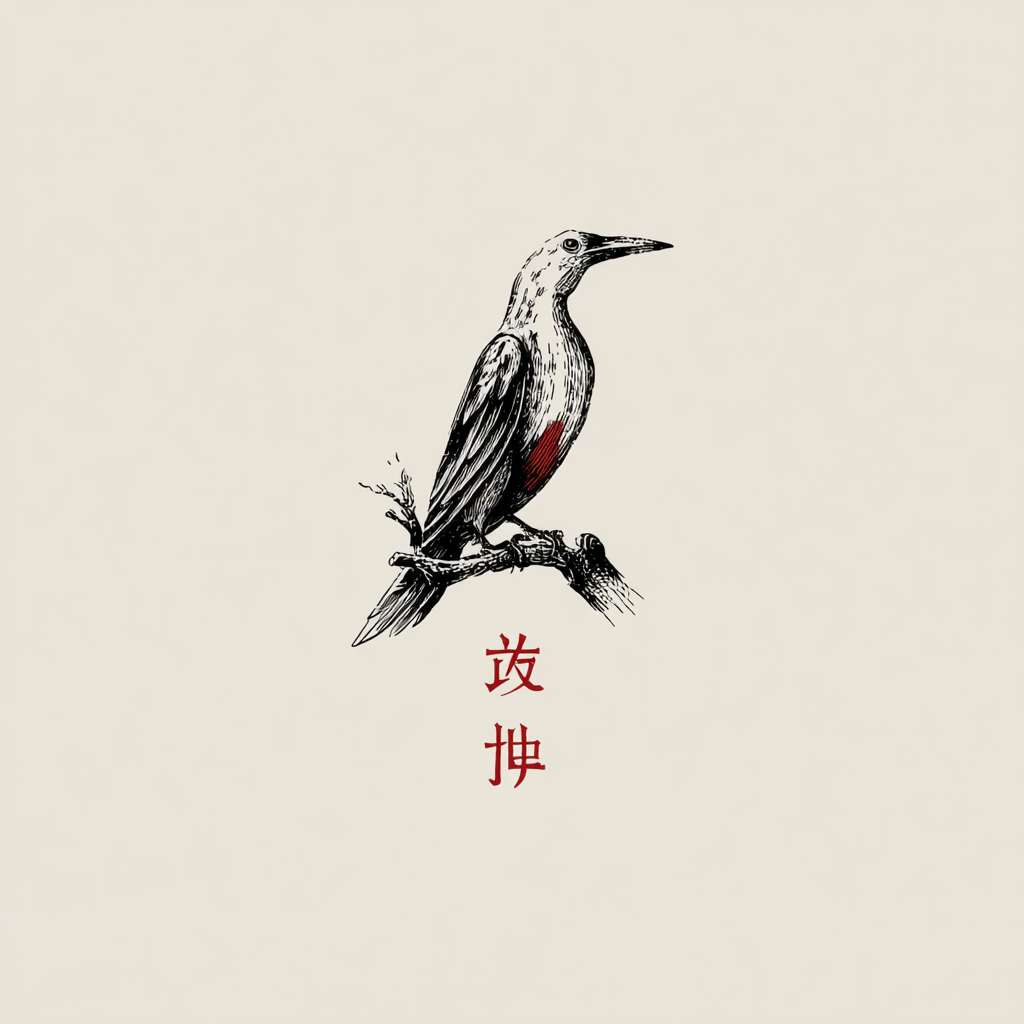 一个优雅的中国雕刻品牌logo，品牌的名字叫:青雀衔刻,一只鸟衔着刻刀，线稿，极简，白底,图片中有青雀衔刻4个字 --ar 1:1 --v 7 --stylize 100 --fast --no 水印