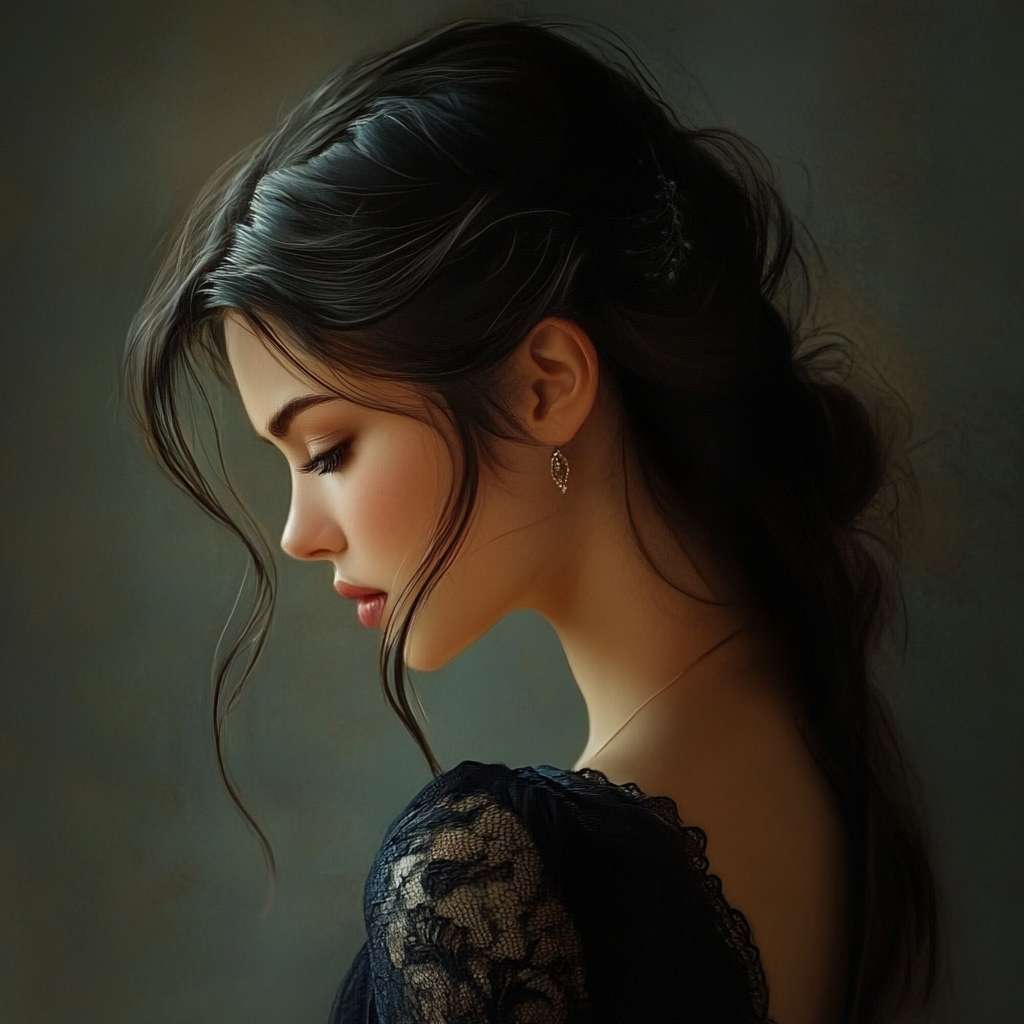 给我一些女性头像唯美的侧脸 --ar 1:1 --v 6.1 --stylize 100 --fast
