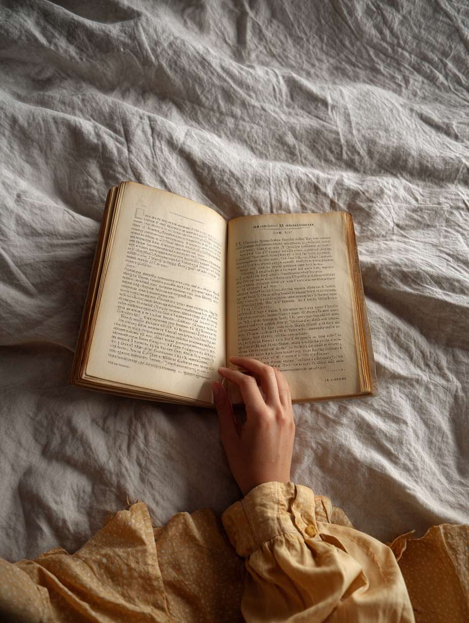 特写：一个人坐着阅读《悉达多》特写手翻开书籍 --ar 3:4 --v 7 --stylize 100 --fast --no 水印