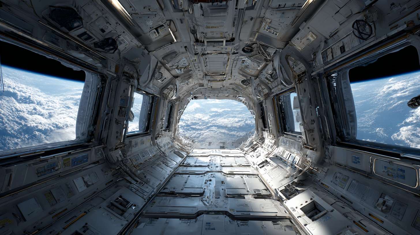 太空舱，舱内，立面图 --ar 16:9 --v 7 --stylize 100 --fast --no 水印
