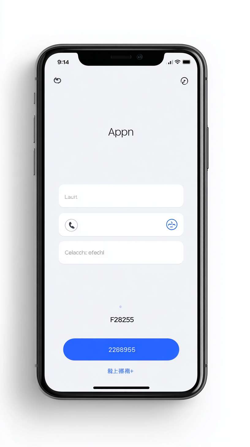 手机 APP 登录界面，极简扁平风格，浅灰色背景（#F5F5F5），居中带圆角的白色卡片，手机号输入框（左侧电话图标，灰色提示文字），验证码输入框（左侧短信图标，右侧 “获取验证码” 蓝色文字按钮），大型蓝色（#2196F3）登录按钮（白色加粗文字），底部文字 “没有账号？”（灰色）+“立即注册”（蓝色，无下划线），顶部圆形 APP 图标 +“即时聊” 标题（黑色加粗文字），界面干净，无多余元素 --ar 9:16 --v 7 --stylize 100 --fast --no 水印