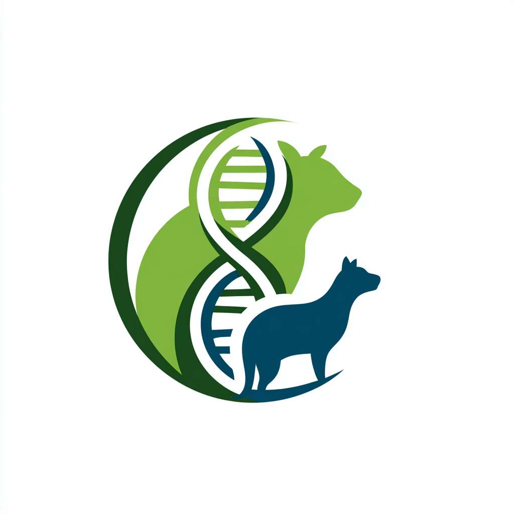 首先，我想要一个圆形logo，整体是绿色。里面有DNA双螺旋结构，还有畜禽动物的体现 --ar 1:1 --v 7 --stylize 100 --fast --no 水印,水印