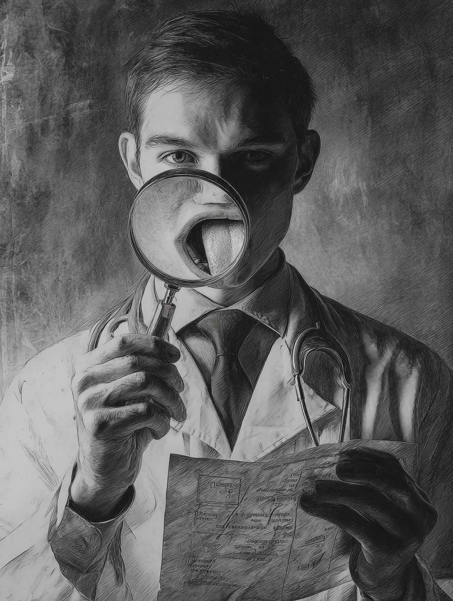 图片要体现舌诊的主题，专业背书 --ar 3:4 --v 7 --stylize 100 --fast --no 水印