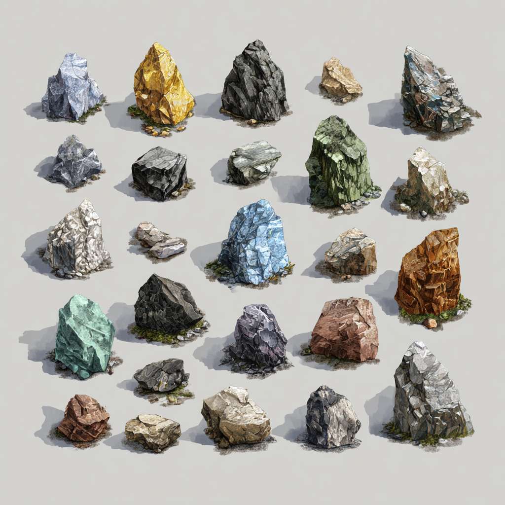 生成手绘风石头，要求自然生成的石头，很小，不是很高，有颜色，没有背景，是很普通的石头，手绘风，俯视视角 --ar 1:1 --v 7 --stylize 100 --fast --no 水印