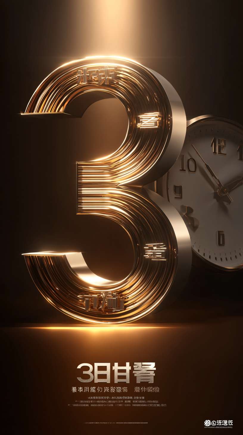 艺术字信息：立体字，正标题，副标题数字“3天”大中文字“10月业绩 转投倒计时 ”、字体创意造型，字体的是蜂窝造型，的边缘有光泽，有厚度，有创意，正面角度，高级审美，背景是时钟。有视觉冲击力体现紧迫感。
震撼的感觉有发光暖色调 --ar 9:16 --v 7 --stylize 100 --fast --no 水印