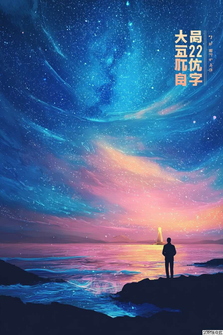 https://img-xpc-mj0.xpccdn.com/prod/upload/4dfeb8dd-245d-4783-9504-b11af8391cce/7aa9eafb5e50560f57ea6eadfa01c5dd.png~tplv-5yakomv5zn-auto-v1%3A1024%3A0%3Aq75.jpg 根据上传图片风格生成插画背景，不要文字，以海洋陆地星空为主，反应人的成长与追求，人物为剪影背影，大气，色彩丰富 --ar 2:3 --v 7 --stylize 100 --fast --iw 1 --no 水印