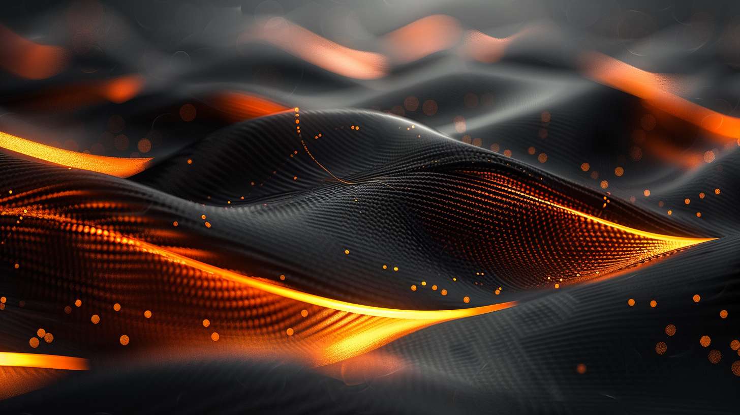 minimalist luxury sport background, deep matte abyss black (#0D0D11) carbon fiber texture, abstract geometric shards of brushed antique gold (#C5A467), dynamic motion lines flowing from top-left to bottom-right, subtle dark gold (#8C784A) wireframe trophy outline in corner, faint neon orange (#FF5E00) speed streaks, cinematic dark ambiance, no products, no human, no text, professional studio lighting, 8k detail, sharp focus --ar 16:9 --v 6.0 --style raw --stylize 750 --fast