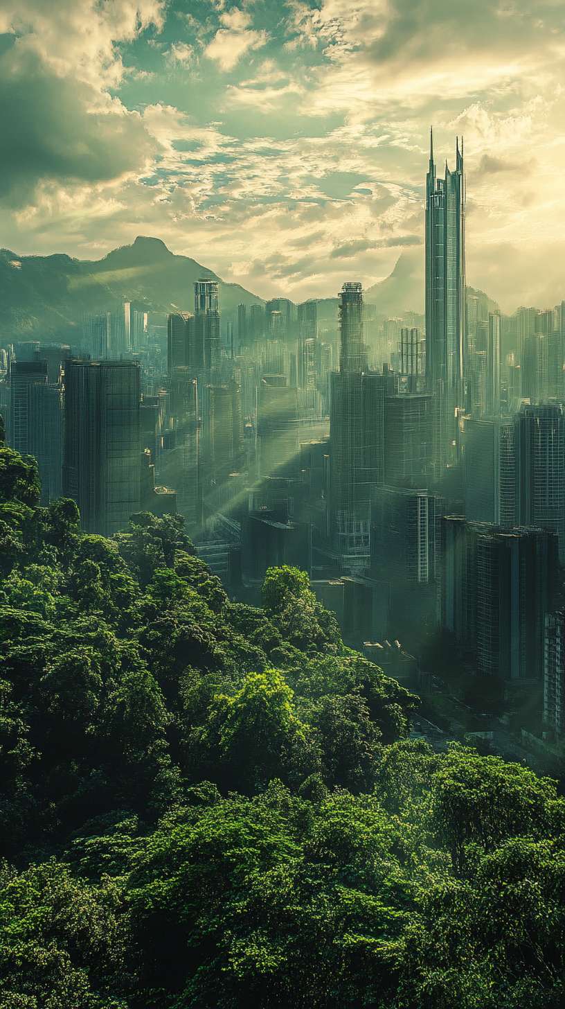2050年深圳 低碳 新能源 未来 市民中心，真实高清 --ar 9:16 --v 6.1 --stylize 100 --fast