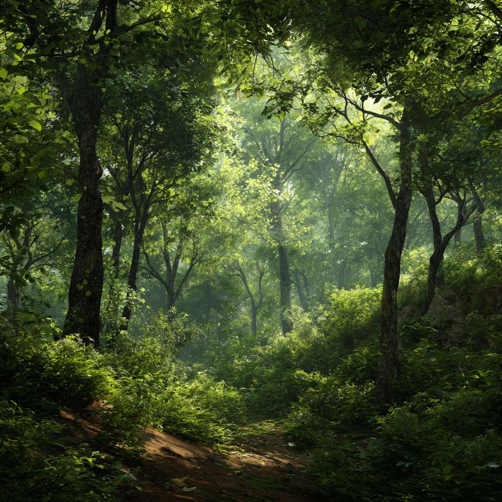 森林阳光树木绿意自然茂密树叶背景 --ar 1:1 --v 7 --stylize 100 --fast --no 水印