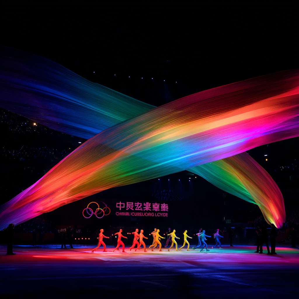 一只手从画面下方举起一张“中国福利彩票”背面的条形码位置射出七道半透明彩虹光束，光束在顶部交织成“公益场景”——老人、孩子、残疾运动员微笑剪影；彩虹同时形成“福彩LOGO”负形，一眼识别。 --ar 1:1 --v 7 --stylize 100 --fast --no 水印