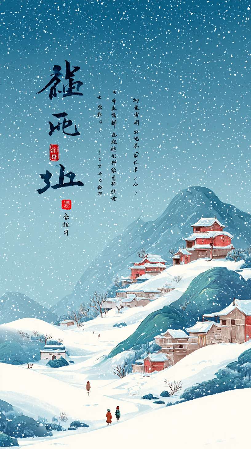 帮我绘制一张关于冬至节日的APP开屏广告图，图上展示的文案如下：
主标题：冬至阳生，归家有期
副标题：最长的夜，有最暖的等候。 --ar 9:16 --v 7 --stylize 100 --fast --no 水印