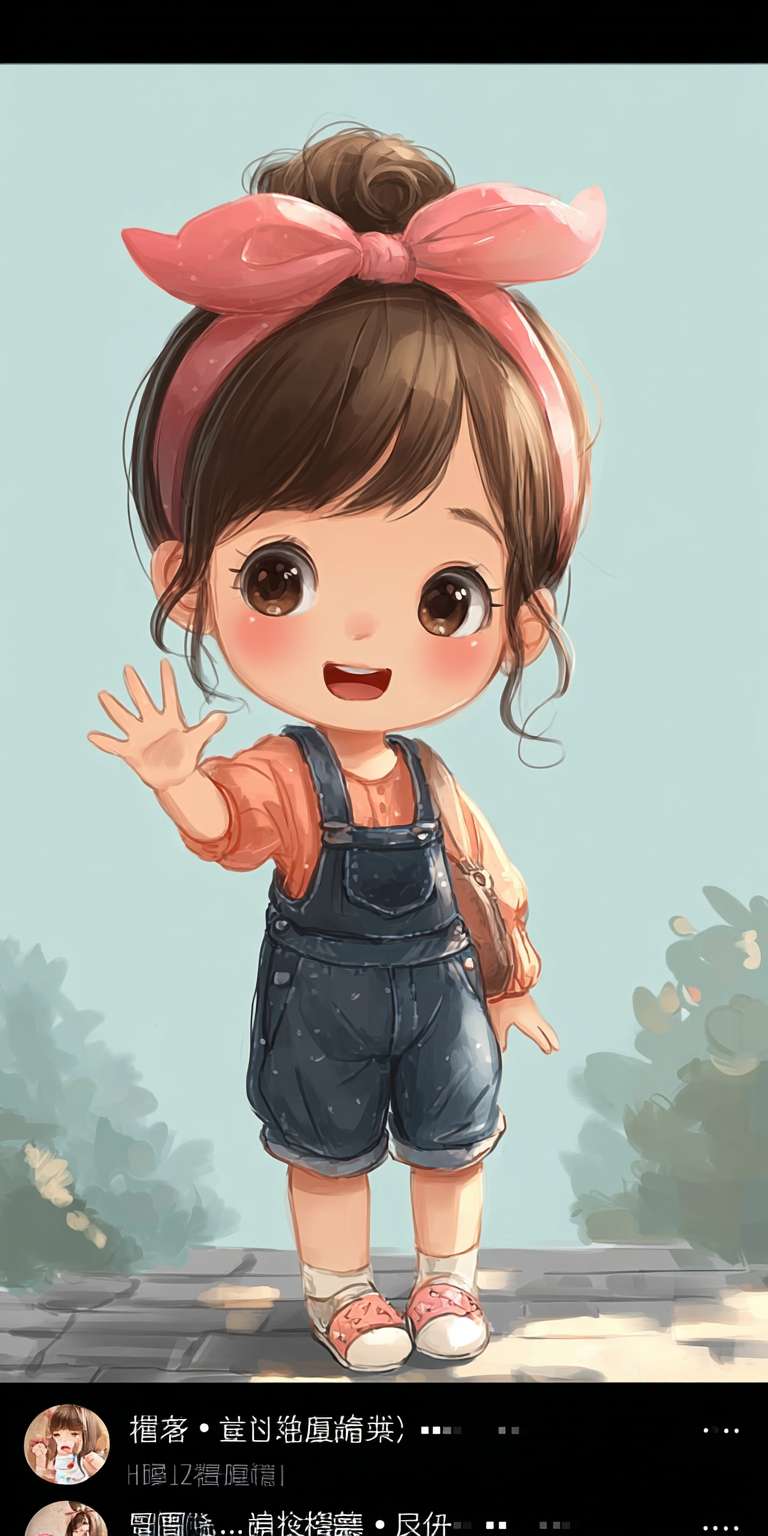 https://img-xpc-mj0.xpccdn.com/prod/upload/410ed8df-e7dc-4b7a-89e5-0b52ec2296be/%E5%BE%AE%E4%BF%A1%E5%9B%BE%E7%89%87_2025-06-09_144931_943.jpg~tplv-5yakomv5zn-auto-v1%3A1024%3A0%3Aq75.jpg 帮我制作一个适合2-12岁的英语启蒙的图片。图片姿势要小女孩在打招呼，图片风格及类型根据以上事例制作 --ar 1:2 --v 7 --stylize 100 --fast --iw 1 --no 水印