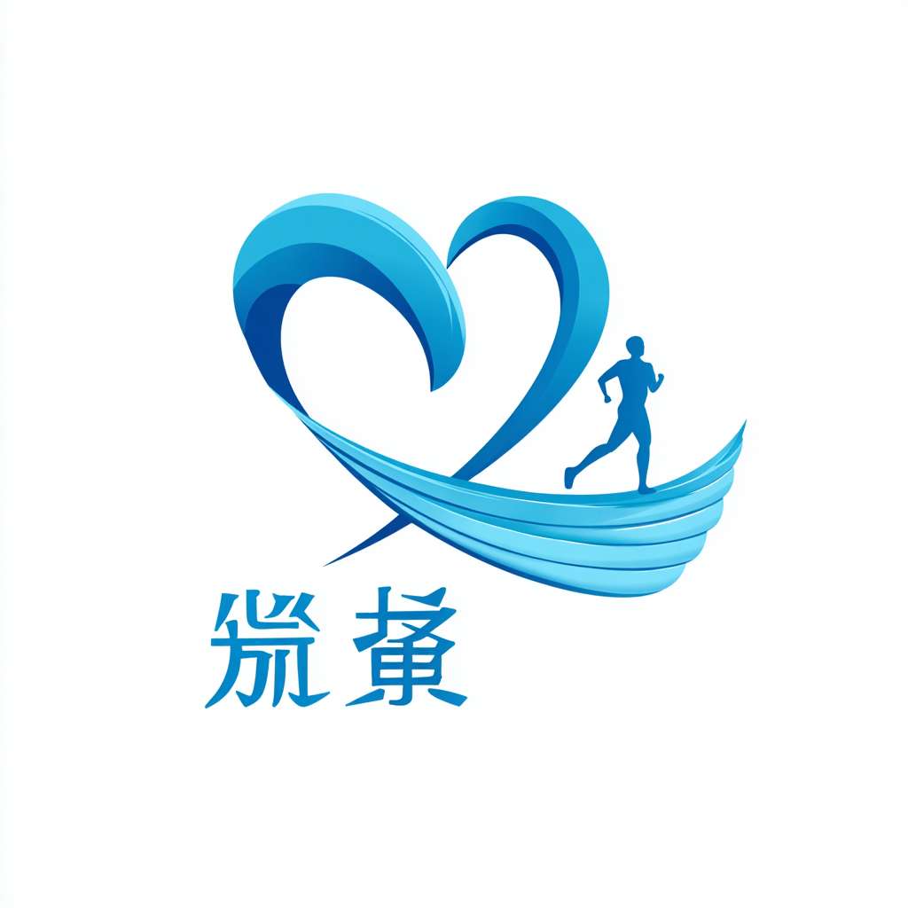 请帮我设计一个参加大学生创新大赛使用的logo，主题是运动锻炼促进心脏健康。里面要有肌肉和心脏，以抽象心脏轮廓为主体，外围包裹一条流畅的肌肉带（简化如缎带），整体线条圆润无棱角，传递「肌肉守护心脏」的核心理念，心脏的轮廓是中空的，里面有运动中的人。 --ar 1:1 --v 7 --stylize 100 --fast --no 水印
