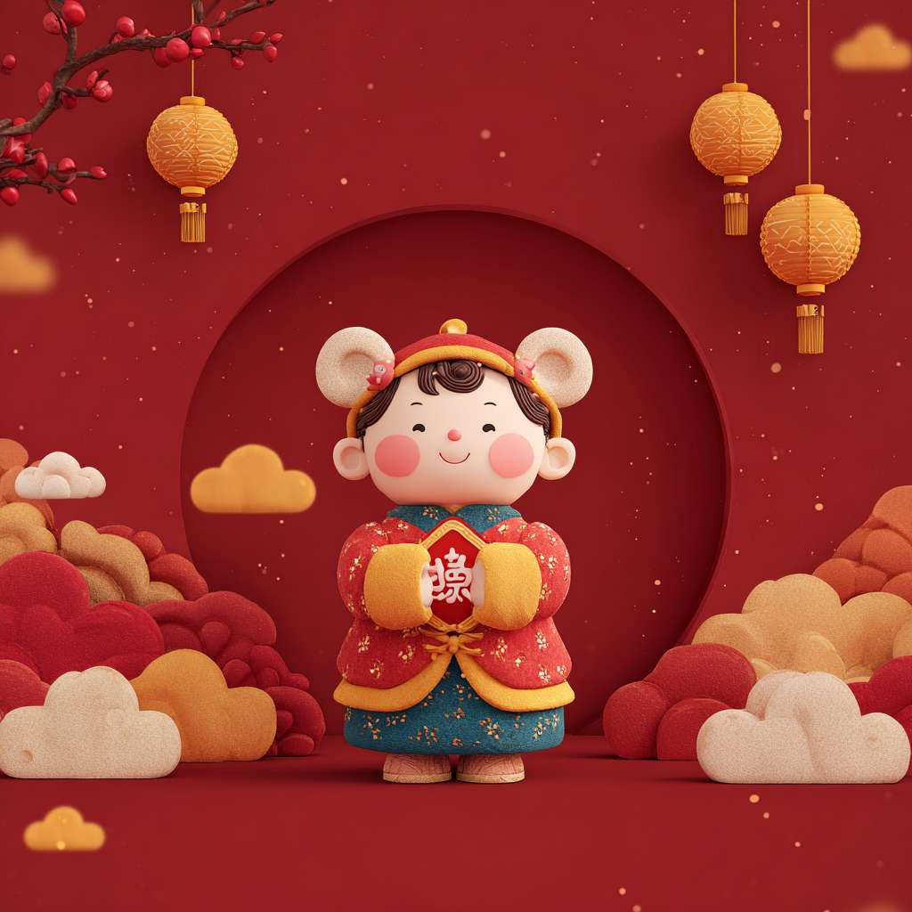 新年背景布 --ar 1:1 --v 7 --stylize 100 --fast --no 水印