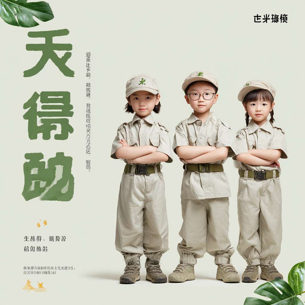 “军事主题夏令营”这个核心信息，为你设计一份可以直接照着画的手抄报图片，3张照片预留位 --ar 1:1 --v 7 --stylize 100 --fast --no 水印