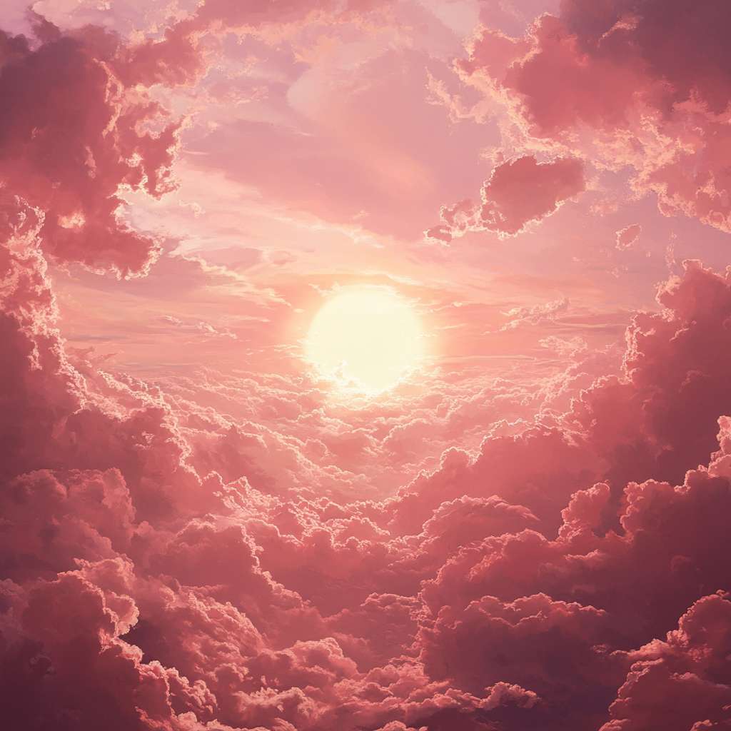 梦境中的旭日，漫天霞光 --ar 1:1 --v 6.1 --stylize 100 --fast